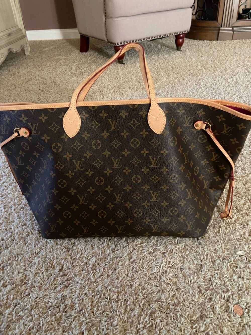 Designer Inspired Brown and Tan Monogram Large Bag (MQ)